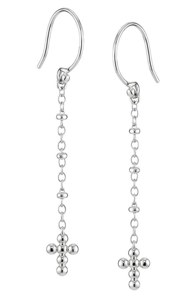 Ajoa Beaded Cross Chain Drop Earrings In Rhodium
