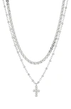 Ajoa Cross Pendant Layered Necklace In Rhodium