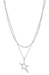 Ajoa Sparklers Star Cz Pendant Layered Necklace In Rhodium