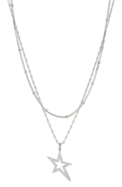 Ajoa Sparklers Star Cz Pendant Layered Necklace In Rhodium