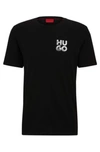 Hugo Cotton-jersey T-shirt With Decorative Reflective Logo In Black