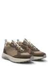 Hugo Boss Mixed-material Trainers With Eva-rubber Outsole In Light Grey