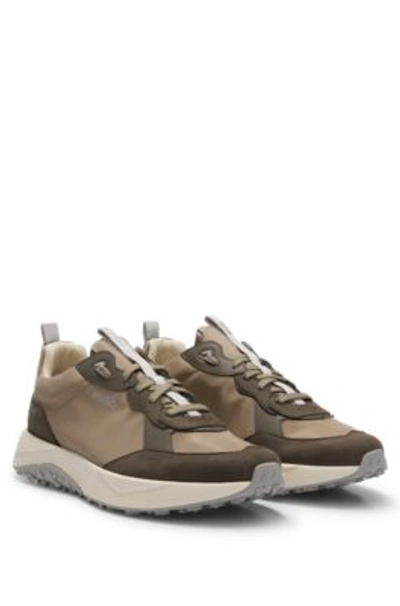 Hugo Boss Mixed-material Trainers With Eva-rubber Outsole In Grey