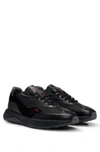 Hugo Boss Mixed-material Trainers With Faux-leather Trims In Black
