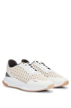 Hugo Boss Ttnm Evo Monogram-mesh Lace-up Trainers With Suede Trims In White