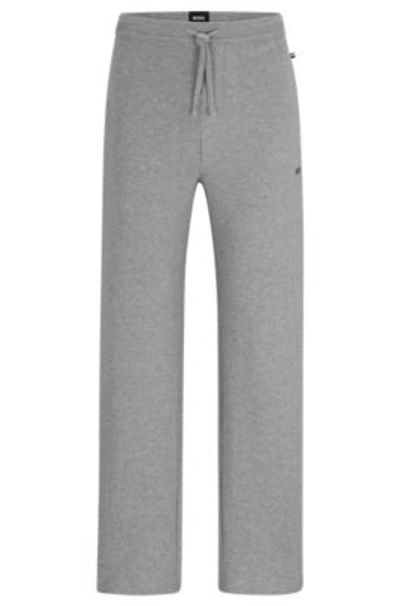 Hugo Boss Waffle Pajama Bottoms With Logo Embroidery In Grey