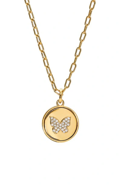 Ajoa Danya Butterfly Medallion Pendant Necklace In Gold