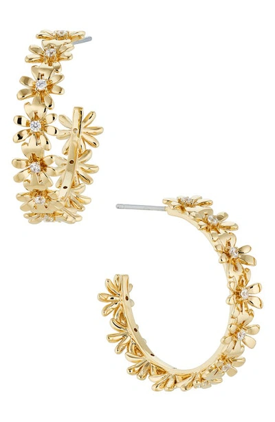 Ajoa Game On Cz Daisy Hoop Earrings In Gold