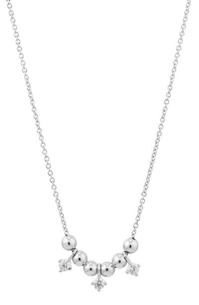 Ajoa Dolly Cz Dot Chain Necklace In Rhodium