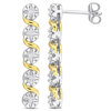 Mimi & Max 1/6ct Tdw Diamond Twist Drop Earrings In Yellow Plated Sterling Silver In Silver