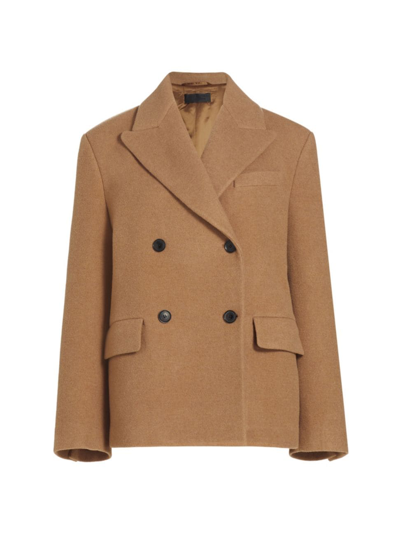 Nili Lotan Vianney Double-breasted Short Wool Coat In Camel