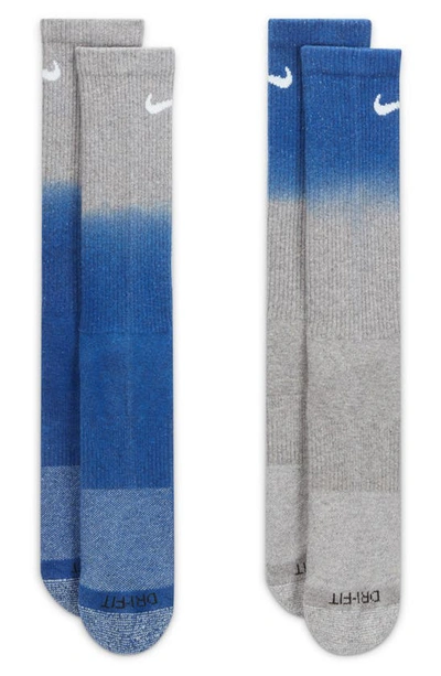 Nike Assorted 2-pack Everyday Plus Dri-fit Cushioned Crew Socks In Blue Multi-color