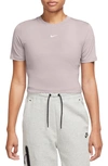 Nike Sportswear Essential Slim Crop Top In Platinum Violet