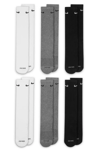 Nike Kids' 6-pack Crew Socks In Grey Multi