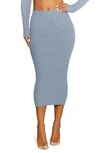 Naked Wardrobe Rib Midi Sweater Skirt In Grey