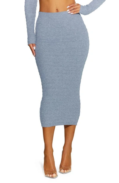 Naked Wardrobe Rib Midi Jumper Skirt In Grey