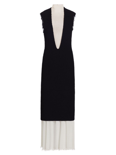 Proenza Schouler Mary Knit Layered Turtleneck Dress In Black