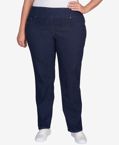 Ruby Rd. Plus Size Pull On Denim Pants In Dark Indigo