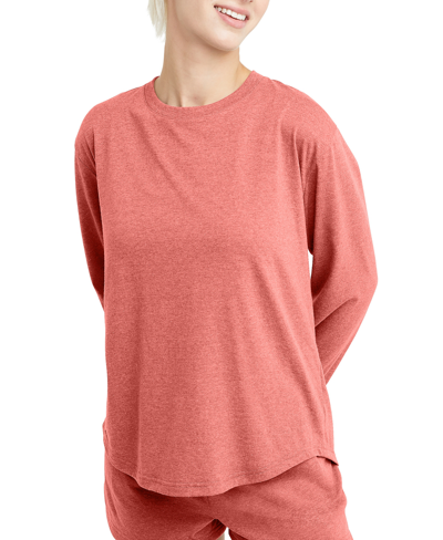 Hanes Women's Originals Triblend Long Sleeve Relaxed T-shirt In Concentrated Coral Heather