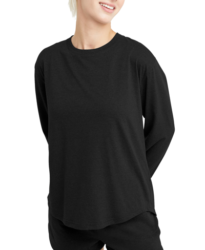 Hanes Women's Originals Triblend Long Sleeve Relaxed T-shirt In Black