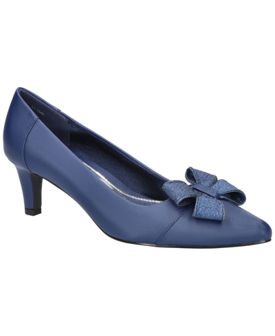 Easy Street Women's Devanna Slip-on Pumps In Navy Satin