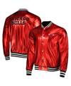 THE WILD COLLECTIVE MEN'S AND WOMEN'S THE WILD COLLECTIVE RED CHICAGO BULLS METALLIC FULL-SNAP BOMBER JACKET