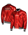 The Wild Collective Men's And Women's  Red Chicago Bulls Metallic Full-snap Bomber Jacket In Red
