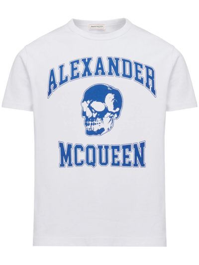 Alexander Mcqueen Varsity T-shirt In Bianco In White