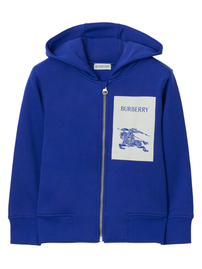 Burberry Kids' Ekd Cotton Jersey Hoodie In Blue