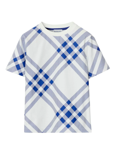 Burberry T-shirt Con Stampa Check In White
