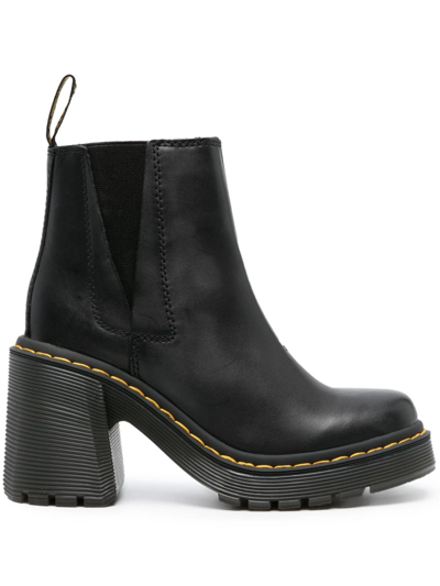 Dr. Martens Spence Leather Flared Heel Chelsea Boots In Black
