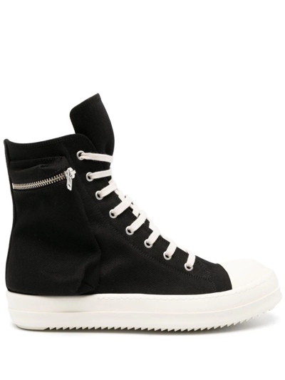 Rick Owens Drkshdw Black Luxor Cargo Sneakers In 911 Black/milk 