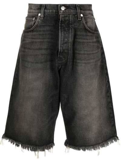 Rhude Black Frayed Denim Shorts