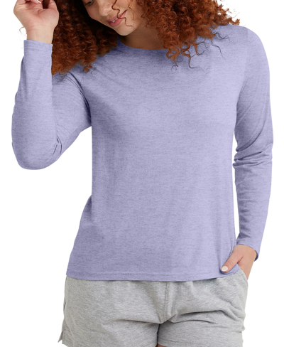 Hanes Women's Originals Triblend Long Sleeve Classic T-shirt In Urban Lilac Heather