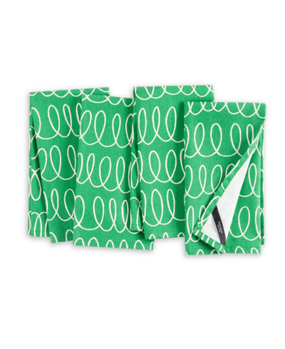 Kate Spade In The Loop Cloth Napkins 4 Pack Set, 20" X 20" In Green,white