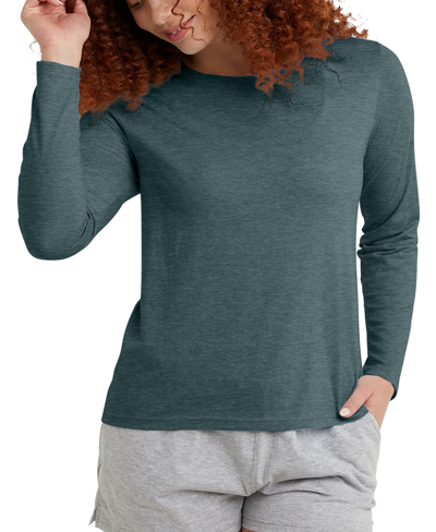 Hanes Women's Originals Triblend Long Sleeve Classic T-shirt In Cactus Pe Heather