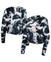 New Era Black Chicago Bulls Tie Dye Cropped Long Sleeve T-shirt In Black