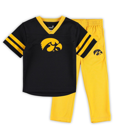 Outerstuff Babies' Preschool Boys Black, Gold Iowa Hawkeyes Red Zone Jersey And Pants Set In Black,gold