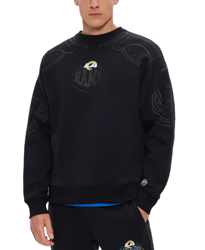 Hugo Boss X Nfl Cotton-blend Sweatshirt With Collaborative Branding In Black