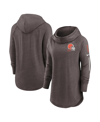 Nike Heathered Brown Cleveland Browns Minimal Statement Raglan Funnel Neck Pullover Hoodie In Heathered Brown