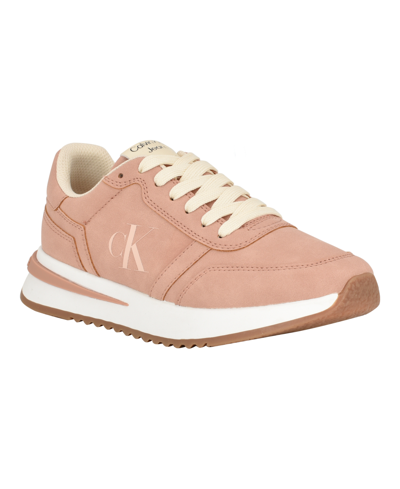 Calvin Klein Women's Piper Lace-up Platform Casual Sneakers In Light Pink- Manmade Upper And Sole