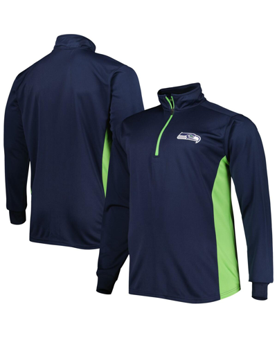 PROFILE MEN'S COLLEGE NAVY SEATTLE SEAHAWKS BIG AND TALL QUARTER-ZIP TOP
