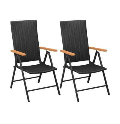 Vidaxl Stackable Patio Chairs 2 Pcs Poly Rattan Black