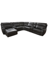 Macy's Closeout! Hutchenson 132.5" 7-pc. Zero Gravity Leather Sectional With 2 Power Recliners, Chaise And In Coffee