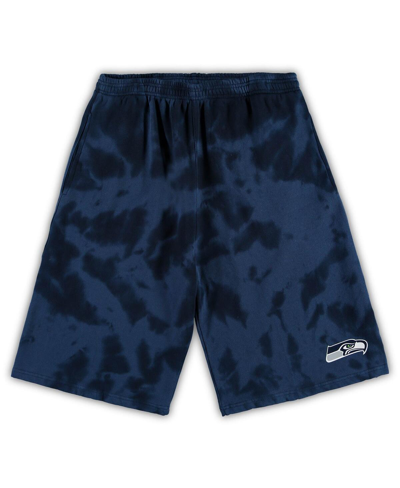 PROFILE MEN'S COLLEGE NAVY SEATTLE SEAHAWKS BIG AND TALL TIE-DYE SHORTS