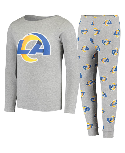 OUTERSTUFF YOUTH BOYS GRAY LOS ANGELES RAMS LONG SLEEVE T-SHIRT AND PANTS SLEEP SET