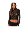 Edikted Estella Sheer Lace Crop Top In Black