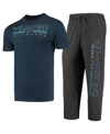 Concepts Sport Men's  Heathered Charcoal, Navy Villanova Wildcats Meter T-shirt And Pants Sleep Set In Heathered Charcoal,navy