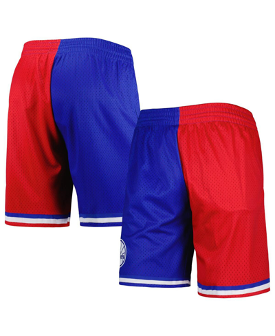 Mitchell & Ness Men's  Royal, Red Philadelphia 76ers Hardwood Classics 1982 Split Swingman Shorts In Royal,red