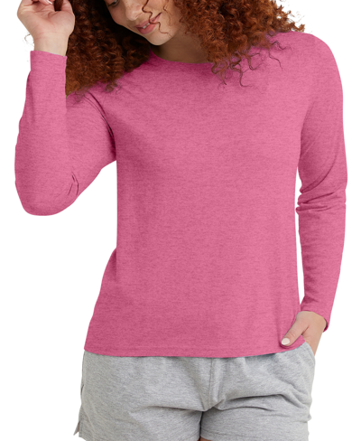 Hanes Women's Originals Triblend Long Sleeve Classic T-shirt In Inari Heather